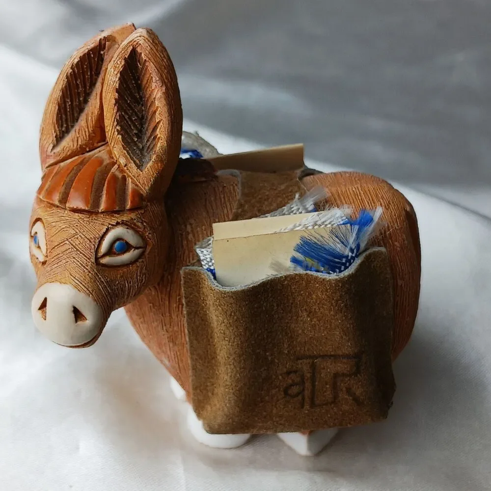 Vintage Artesania Rinconada Art Pottery Hand Crafted Clay Figurine- DONKEY